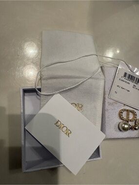 Dior Gold and Pearl CD Logo Earrings